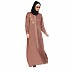 Front Open cuff sleeves  Embroidery Abaya - Rose Golden